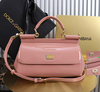 Okify Dolce & Gabbana Sicily Bag Pink Patent 25x17x9cm