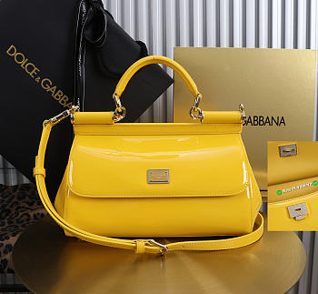 Okify Dolce & Gabbana Sicily Bag Yellow Patent 25x17x9cm