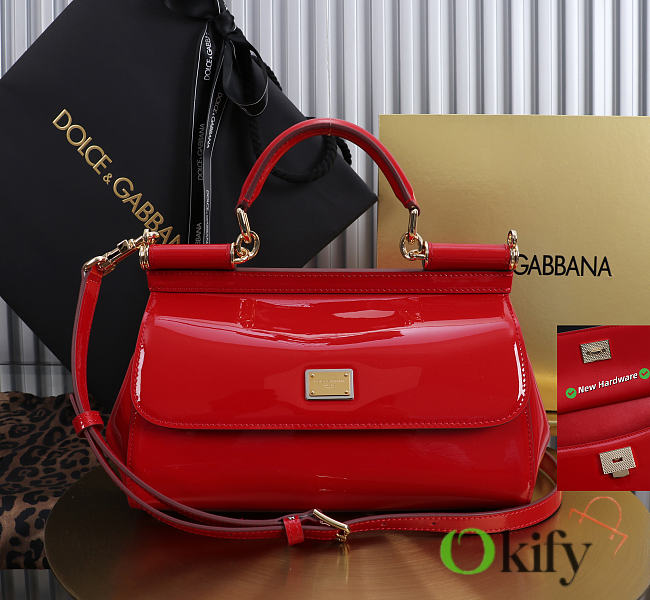 Okify Dolce & Gabbana Sicily Bag Red Patent 25x17x9cm - 1