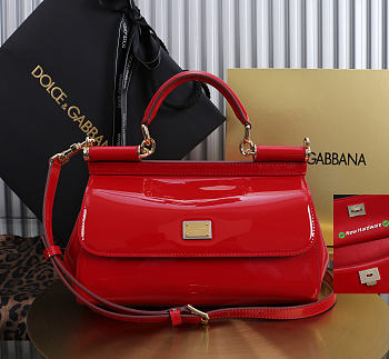 Okify Dolce & Gabbana Sicily Bag Red Patent 25x17x9cm