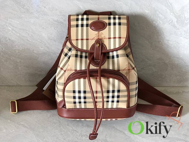 Okify Burberry Beige Check Backpack 28x24x11cm  - 1