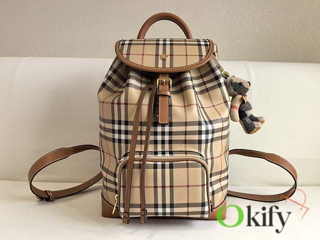 Okify Burberry Beige Check Backpack 37x24x13cm - 1