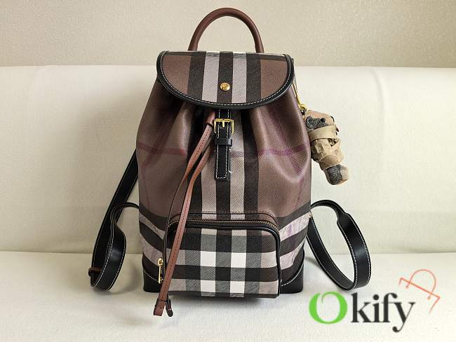 Okify Burberry Brown Check Backpack 37x24x13cm - 1