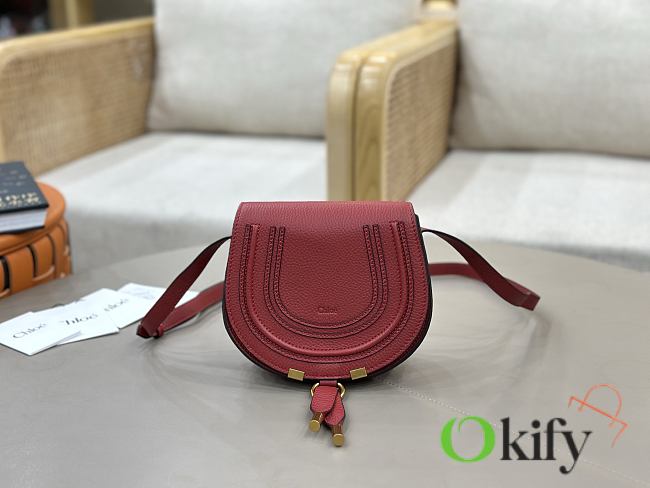 Okify Chloe Small Marcie Saddle Bag Red 19x16x9cm - 1