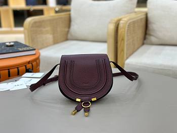 Okify Chloe Small Marcie Saddle Bag Red Burgundy 19x16x9cm