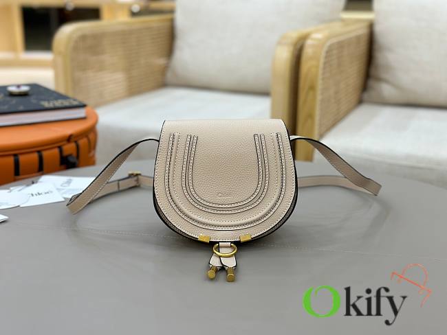 Okify Chloe Small Marcie Saddle Bag Off White 19x16x9cm - 1