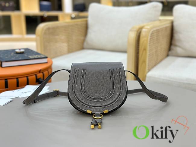 Okify Chloe Small Marcie Saddle Bag Dark Gray 19x16x9cm - 1