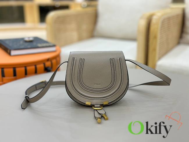 Okify Chloe Small Marcie Saddle Bag Gray 19x16x9cm - 1