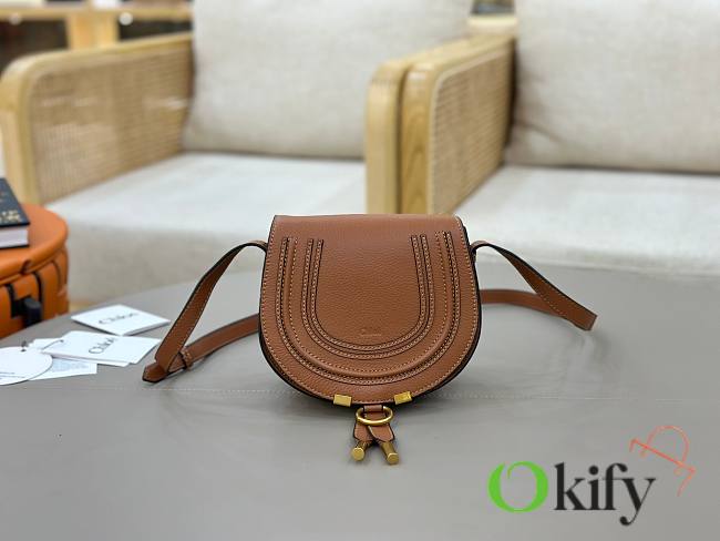 Okify Chloe Small Marcie Saddle Bag Brown 19x16x9cm - 1