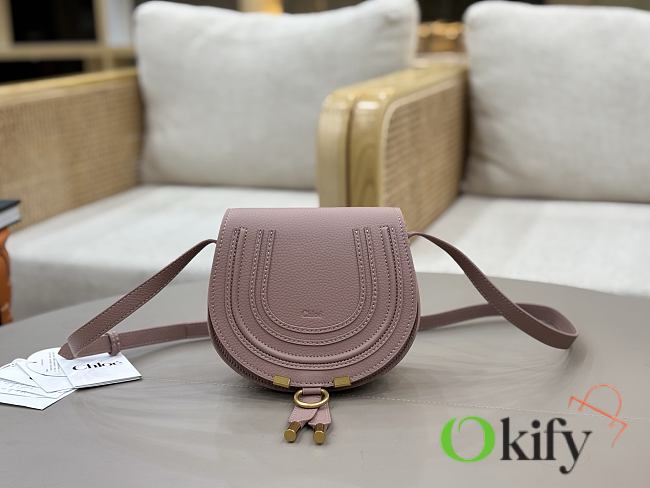 Okify Chloe Small Marcie Saddle Bag Pink 19x16x9cm - 1