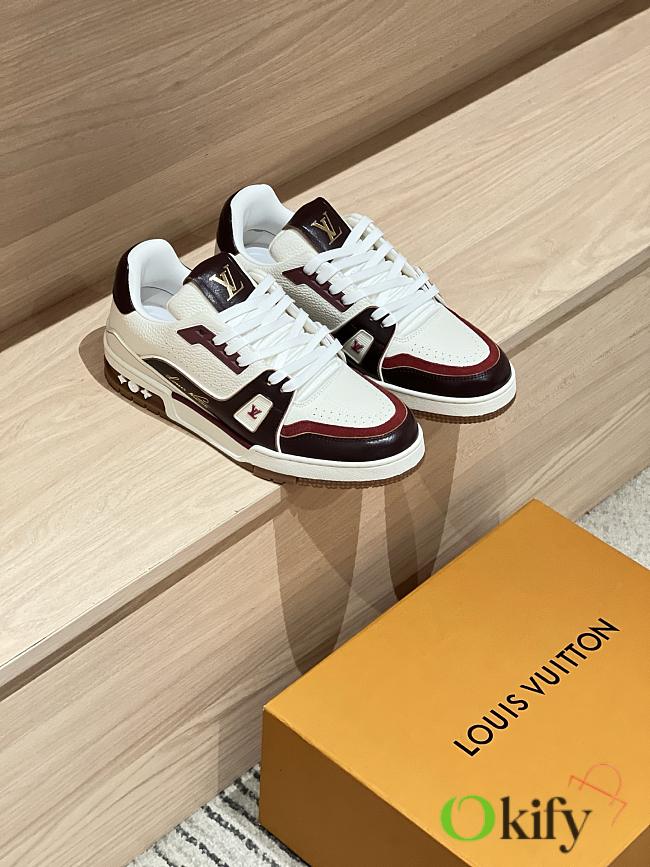 Okify Louis Vuitton Dark Red Sneakers Unisex 28730 - 1