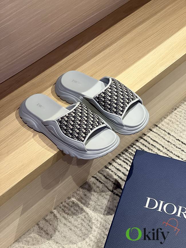 Okify Dior Gray Platform Slides Unisex  - 1