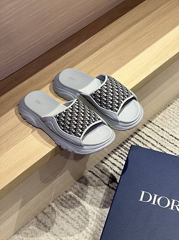 Okify Dior Gray Platform Slides Unisex 