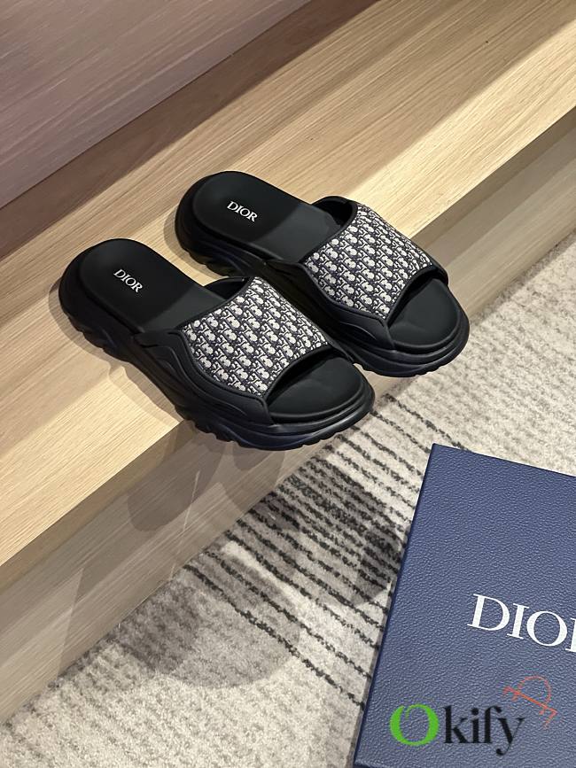 Okify Dior Black Platform Slides Unisex  - 1