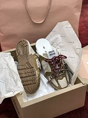 Okify MiuMiu x New Balance 530 Sl Deco Brown Women Leather Mules  - 2