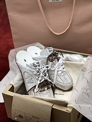 Okify MiuMiu x New Balance 530 Sl Deco White Women Leather Mules  - 4