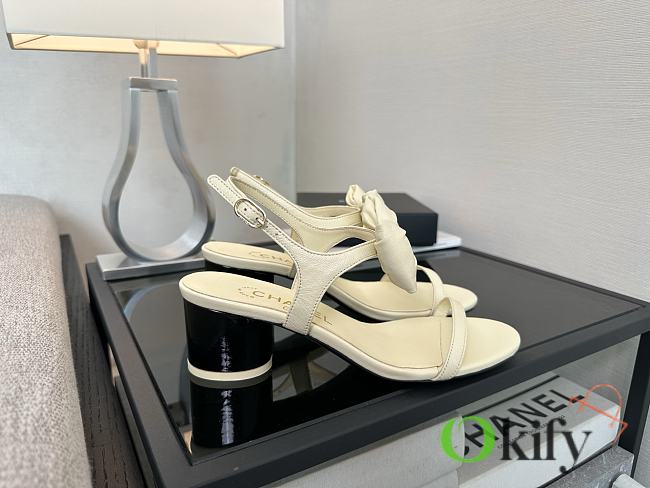 Okify CC Off White Bow High Heel Sandals 5.5cm - 1