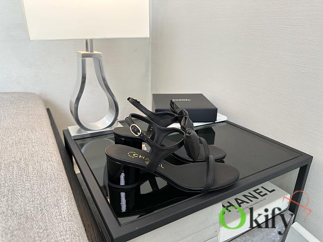 Okify CC Black Bow High Heel Sandals 5.5cm - 1