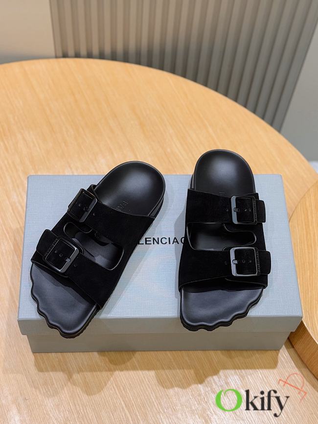 Okify Balenciaga Black Men Sandals Suede - 1
