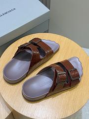 Okify Balenciaga Brown Men Sandals Crocodile - 3