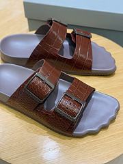 Okify Balenciaga Brown Men Sandals Crocodile - 4