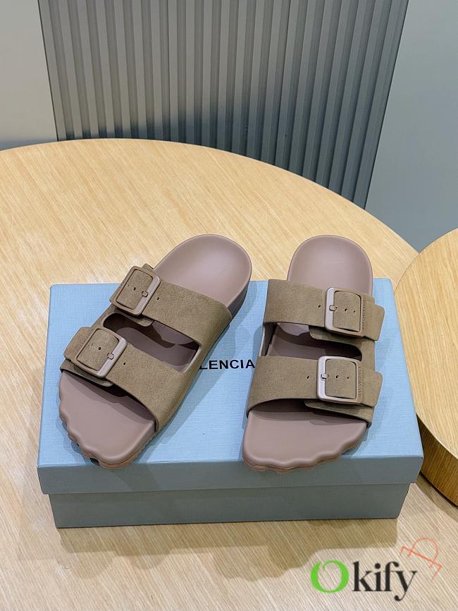 Okify Balenciaga Light Brown Men Sandals Suede - 1