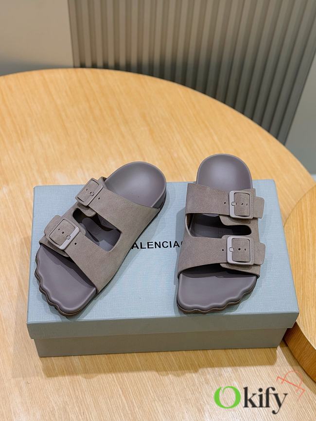 Okify Balenciaga Gray Men Sandals Suede - 1