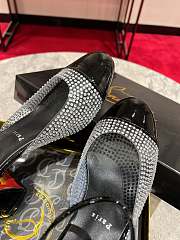 Okify Christian Louboutin Black Patent Mary Jane Shoes With Rhinestone 5.5cm - 3