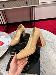 Okify Christian Louboutin Beige Patent Platform High Heels 8.5cm - 5
