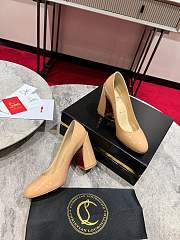 Okify Christian Louboutin Beige Patent Platform High Heels 8.5cm - 1