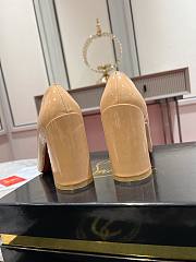 Okify Christian Louboutin Beige Patent Platform High Heels 8.5cm - 4