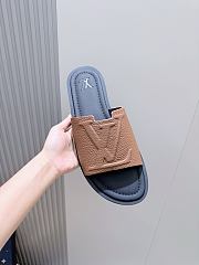 Okify Louis Vuitton Portofino Black And Brown Men Slides - 3