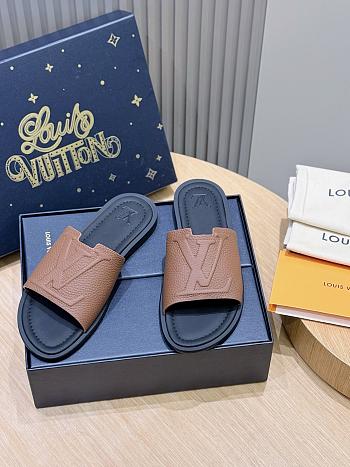 Okify Louis Vuitton Portofino Black And Brown Men Slides