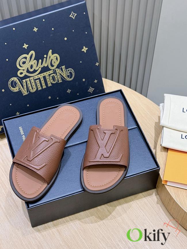 Okify Louis Vuitton Portofino Brown Men Slides - 1