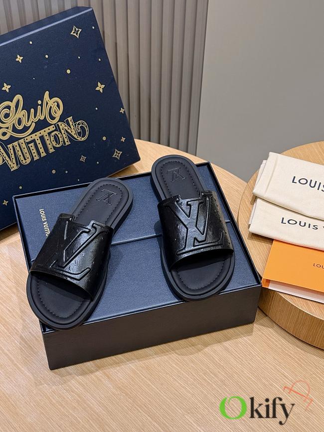Okify Louis Vuitton Portofino Black Men Slides - 1