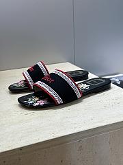 Okify Dior Dway Black Flower Women Slides - 6
