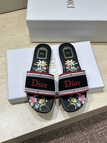Okify Dior Dway Black Flower Women Slides