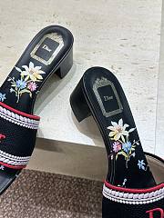 Okify Dior Dway Black Flower High Heel Sandals 4.5cm - 5