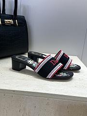 Okify Dior Dway Black Flower High Heel Sandals 4.5cm - 1