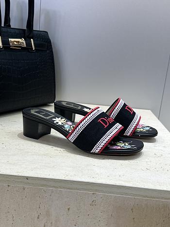 Okify Dior Dway Black Flower High Heel Sandals 4.5cm