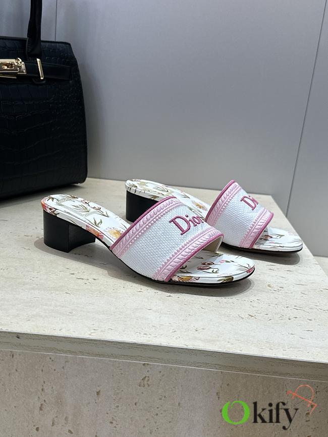 Okify Dior Dway Pink Flower High Heel Sandals 4.5cm - 1