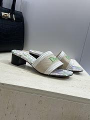 Okify Dior Dway Green Flower High Heel Sandals 4.5cm - 1