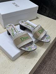 Okify Dior Dway Green Flower High Heel Sandals 4.5cm - 6