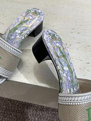 Okify Dior Dway Green Flower High Heel Sandals 4.5cm - 3