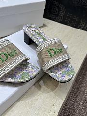 Okify Dior Dway Green Flower High Heel Sandals 4.5cm - 2