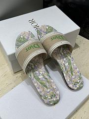 Okify Dior Dway Green Flower Women Slides - 4
