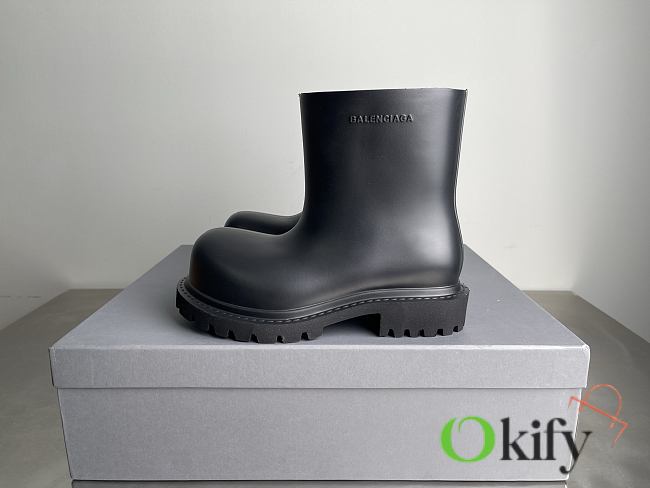 Okify Balenciaga Steroid Black Round Toe Boots Unisex - 1