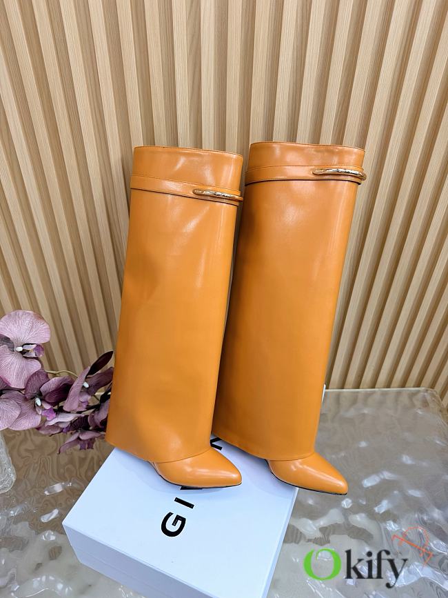 Okify Givenchy Shark Brown Long Women Boots 9cm - 1