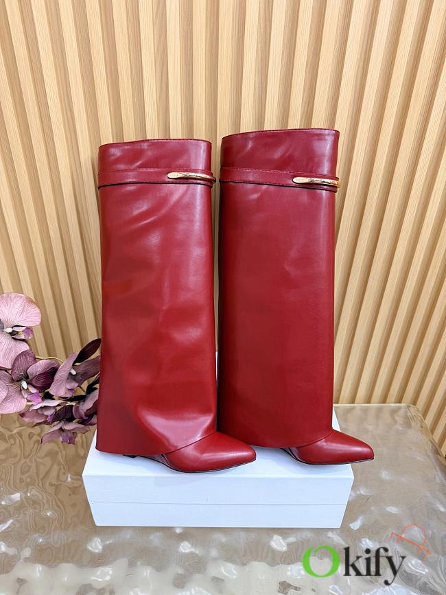 Okify Givenchy Shark Red Long Women Boots 9cm - 1