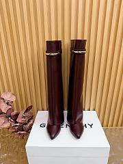 Okify Givenchy Shark Red Burgundy Long Women Boots 9cm - 5